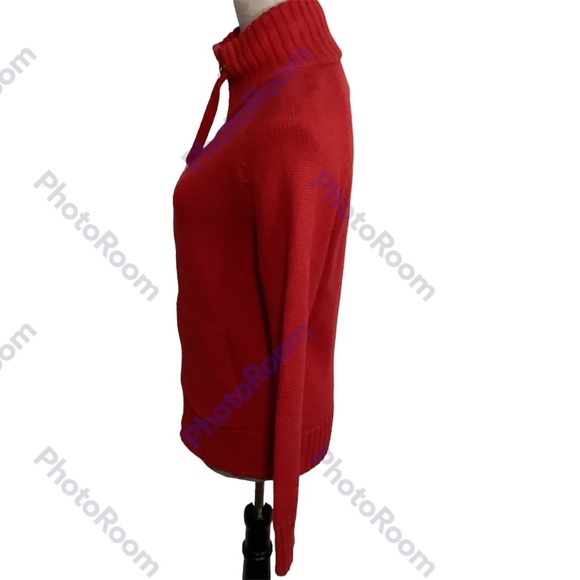 Ralph Lauren Black Label Sweater Size Small Red Preppy Cotton Turtleneck Sporty - Picture 2 of 9